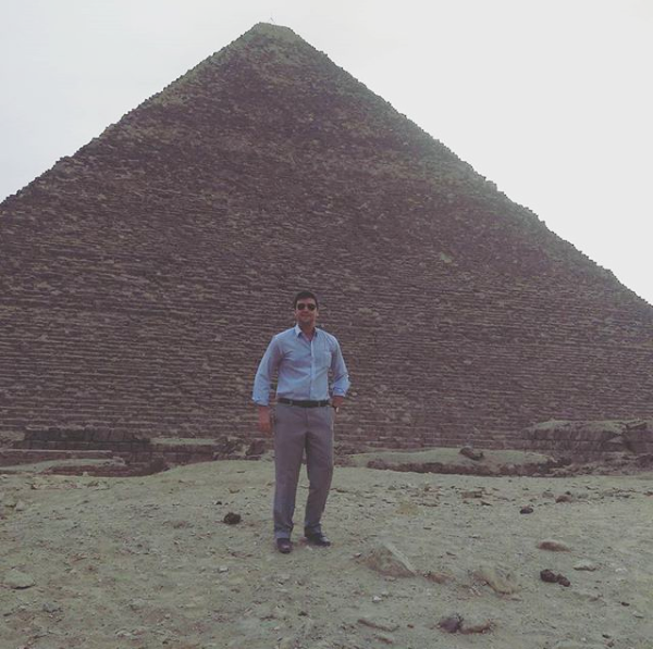 Jordan in front of Pyramids of Giza